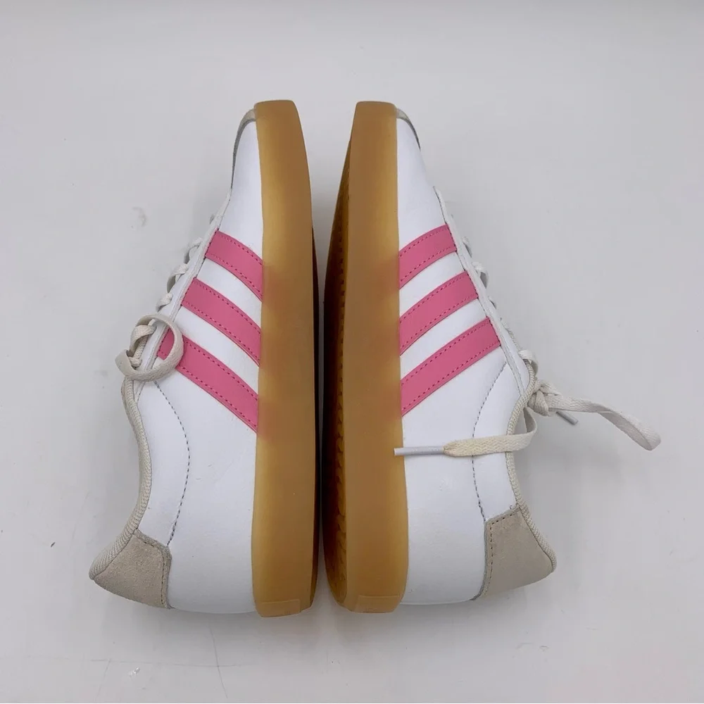 Adidas VL Court 3.0 Sneakers Shoes Women Or Big Girls Sz 5 Pink & White Youth‎